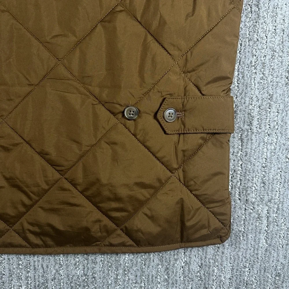 J.Crew Quilted Vest XL Brown Mens Full Zip Diamond‎ Stitch Pockets Lightweight